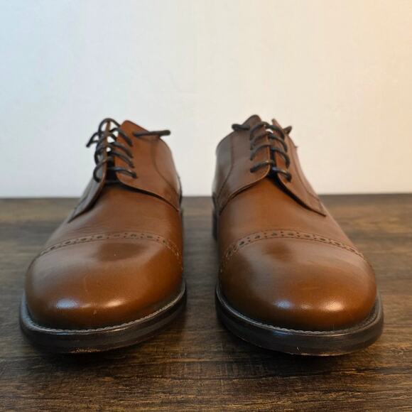 Saks Fifth Avenue Cap Toe Oxford Shoes Men 9.5 Brown Leather Italy main image 9